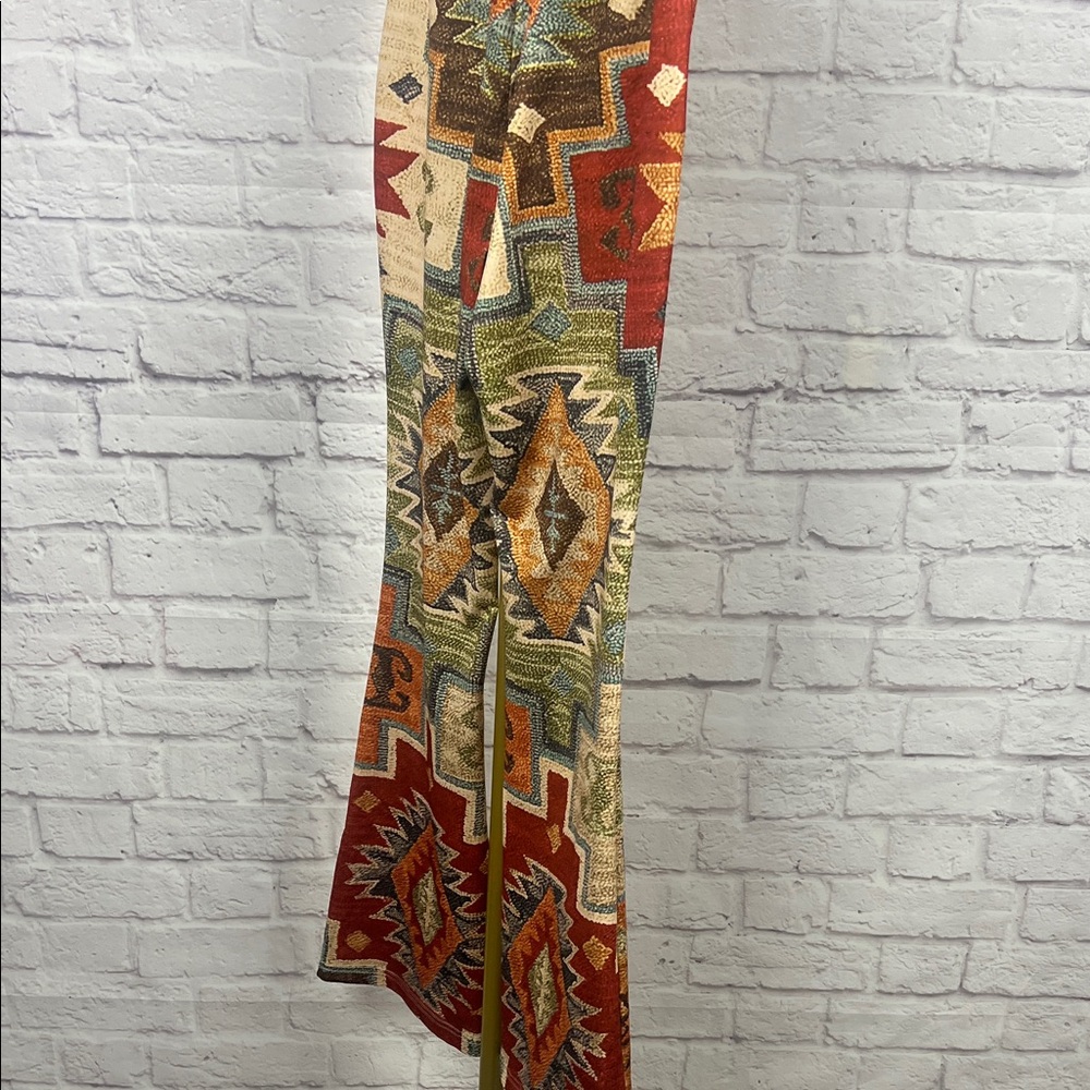 Southwestern Print Flared Pants in Rust & Cream - Picture 7 of 7
